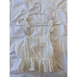 White cropped peplum top